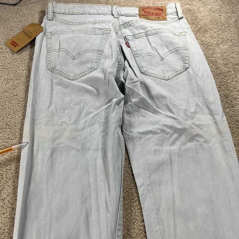 Levi's 511 Slim Fit Straight Jeans Light Wash‎ Men's 32x34 NWT Stretch Casual